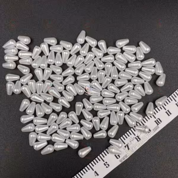 مروارید اشکی پلاستیکی 10 میل ( سفید ) بسته 25 گرمی