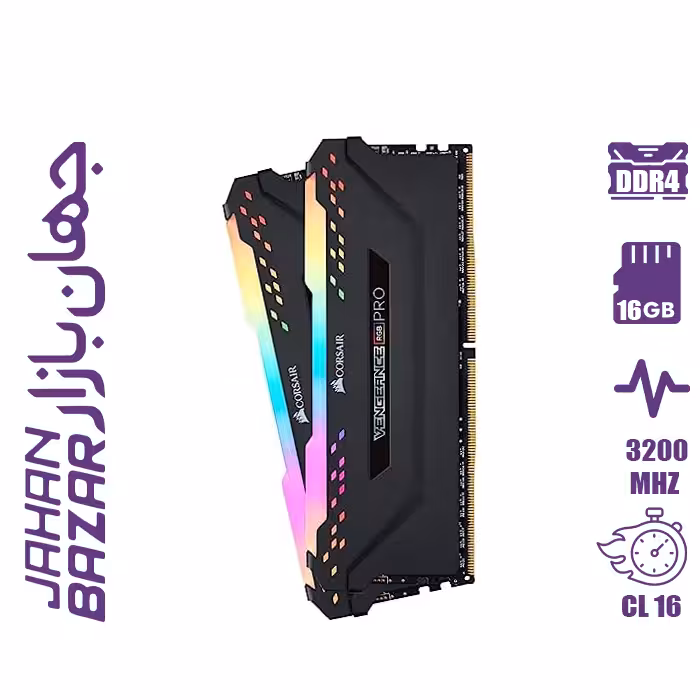 رم کامپیوتر کورسیر VENGEANCE RGB PRO SL Black 16GB (2*8GB) DUAL 3600MHz DDR4
