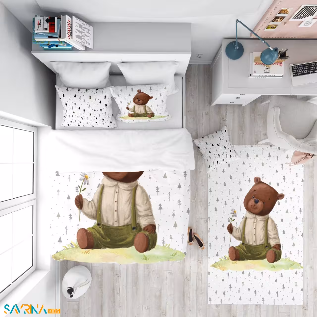 سرویس روتختی طرح عروسک تدی یک نفره کد A2771