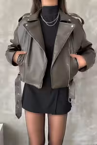 کت جکety زنانه بزرگ با کمربند - 10376