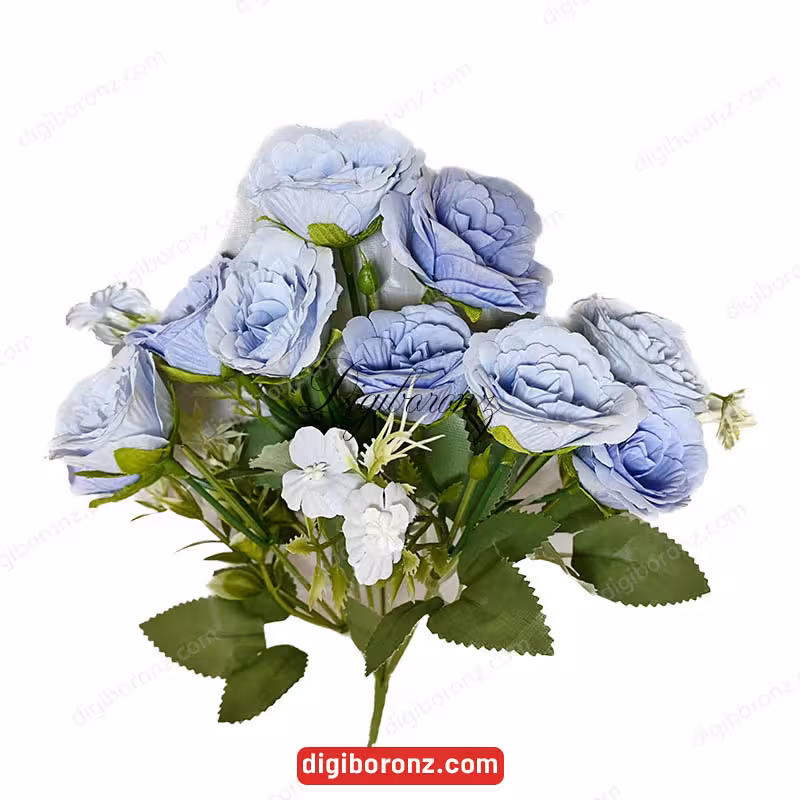 گل مصنوعی رز درجه یک 5 شاخه 10 گل مدل برفی