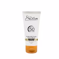 کرم ضدآفتاب مدیسان SPF50 بژ طبیعی مناسب پوست خشک و معمولی حجم 50 میلی لیتر
