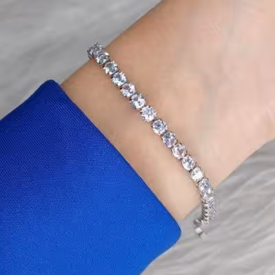 دستبند تنیسی نگین گرد