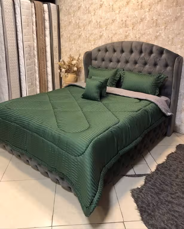 روتختی هتلی راه راه نخ پنبه طوسی سبز