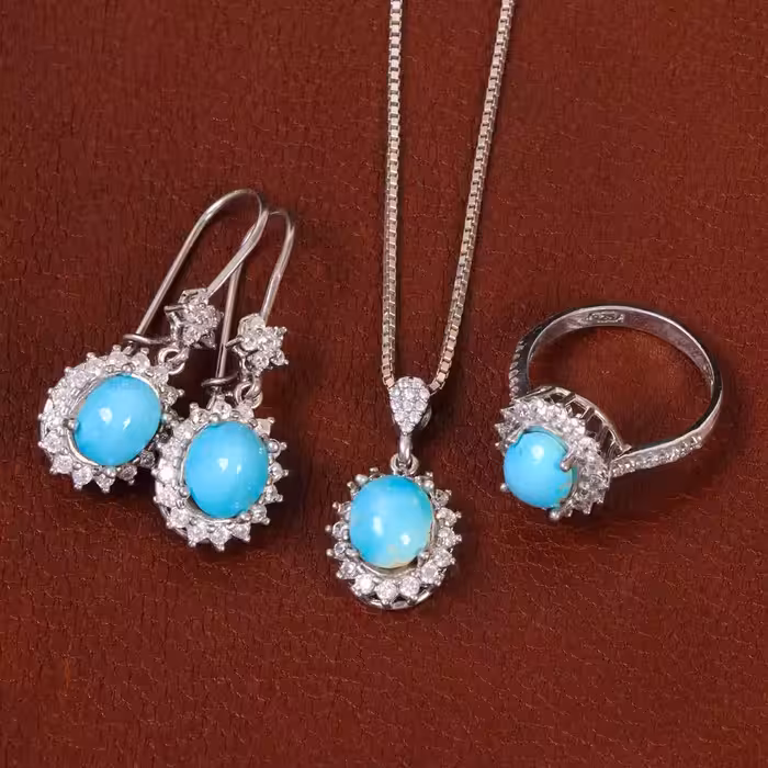 نیم ست فیروزه زنانه کد 30265 - جواهری مشاهیر