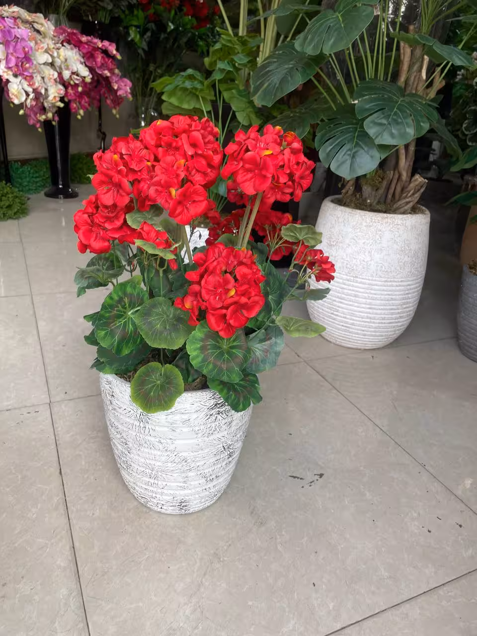 گل شمعدونی مصنوعی قرمز 7گل(وارداتی)