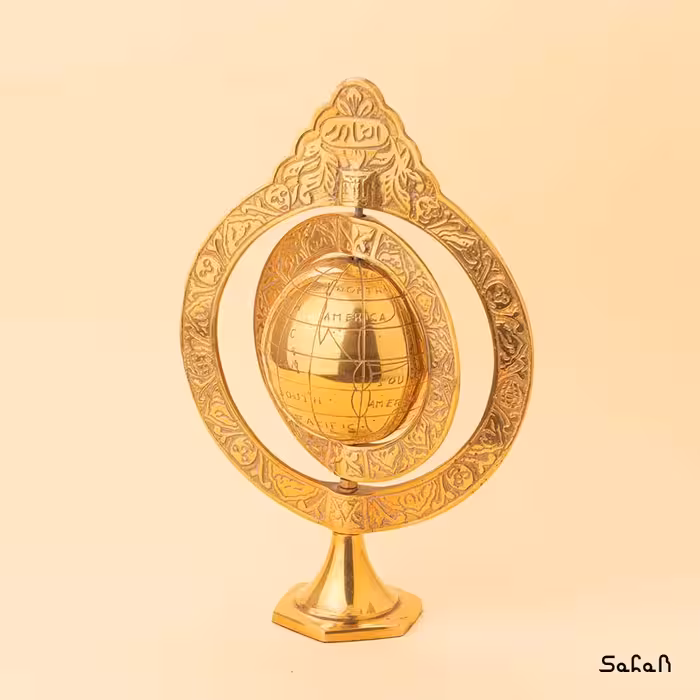 کره زمین پایه دار برنجی دو حلقه مدل جیمز