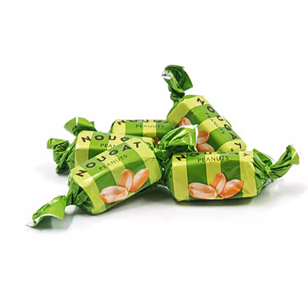 شکلات نوگات روشن سبز با کارامل و بادام زمینی 1 کیلو