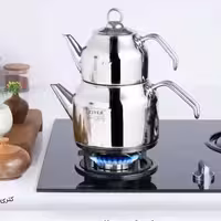 کتری قوری استیل لوله دار 3لیتر دسته استیل ریور کد 2169