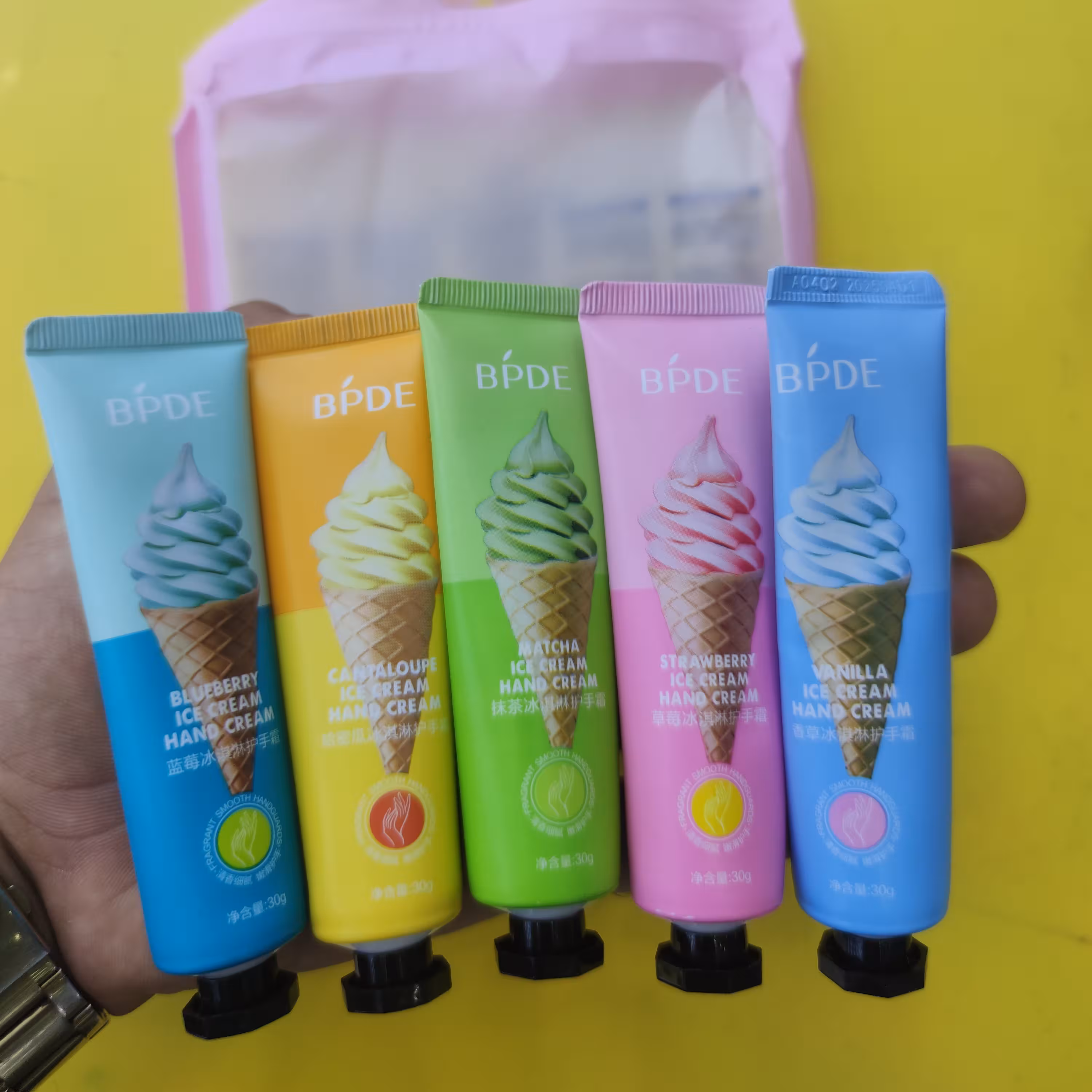 پک کرم دست 5عددی بستنی آبرسان ومرطوب کننده خوشبو