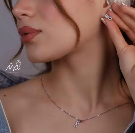 💍نیم ست بی نهایت(آويز و گوشواره) خاص و زیبا ، نقره عیار 925( N_4359)