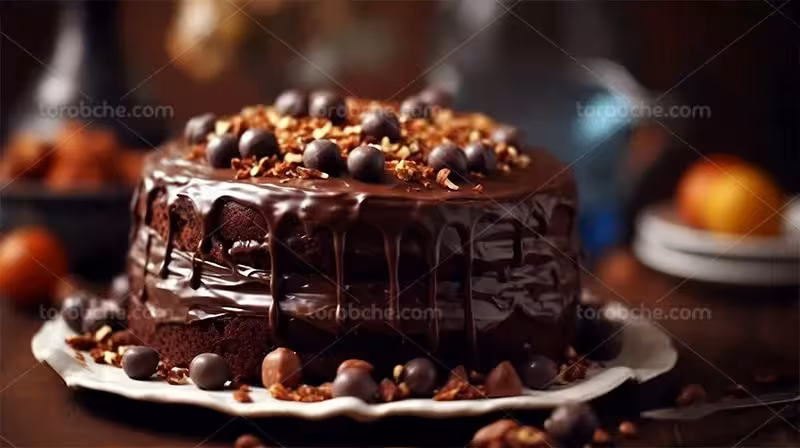 عکس کیک کاکائویی با گردو | گرافیک با طعم تربچه