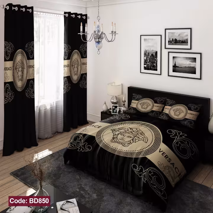 روتختی برند ورساچه مشکی کرم کد BD850
