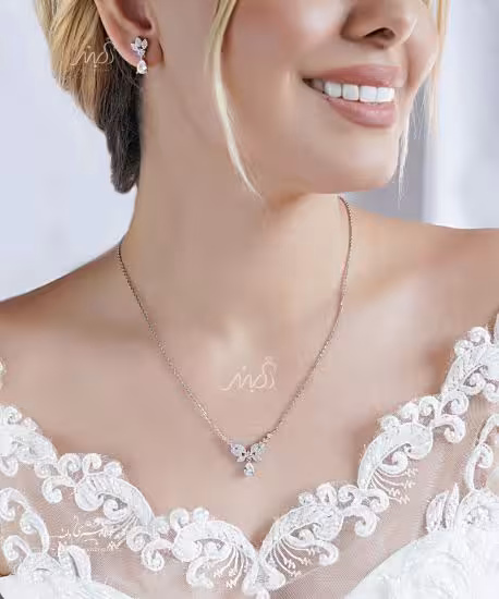 💍نیم ست جواهری (گردنبند و گوشواره) خاص و زیبا با طراحی ژورنالی جواهرات ؛ نقره عیار 925 (N_4149)