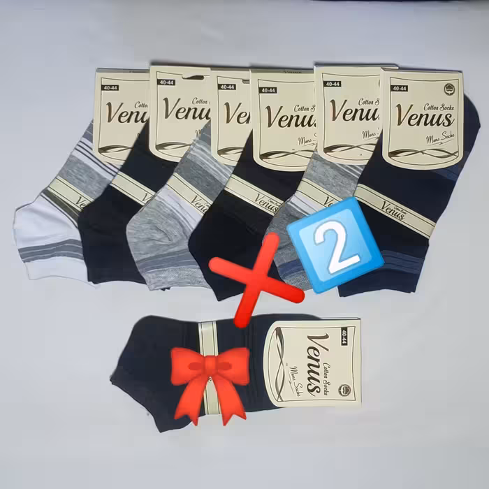 جوراب مچی نخی رینگی اسپرت، در 8 رنگ (پک 12 تایی) به همراه یک جفت هدیه