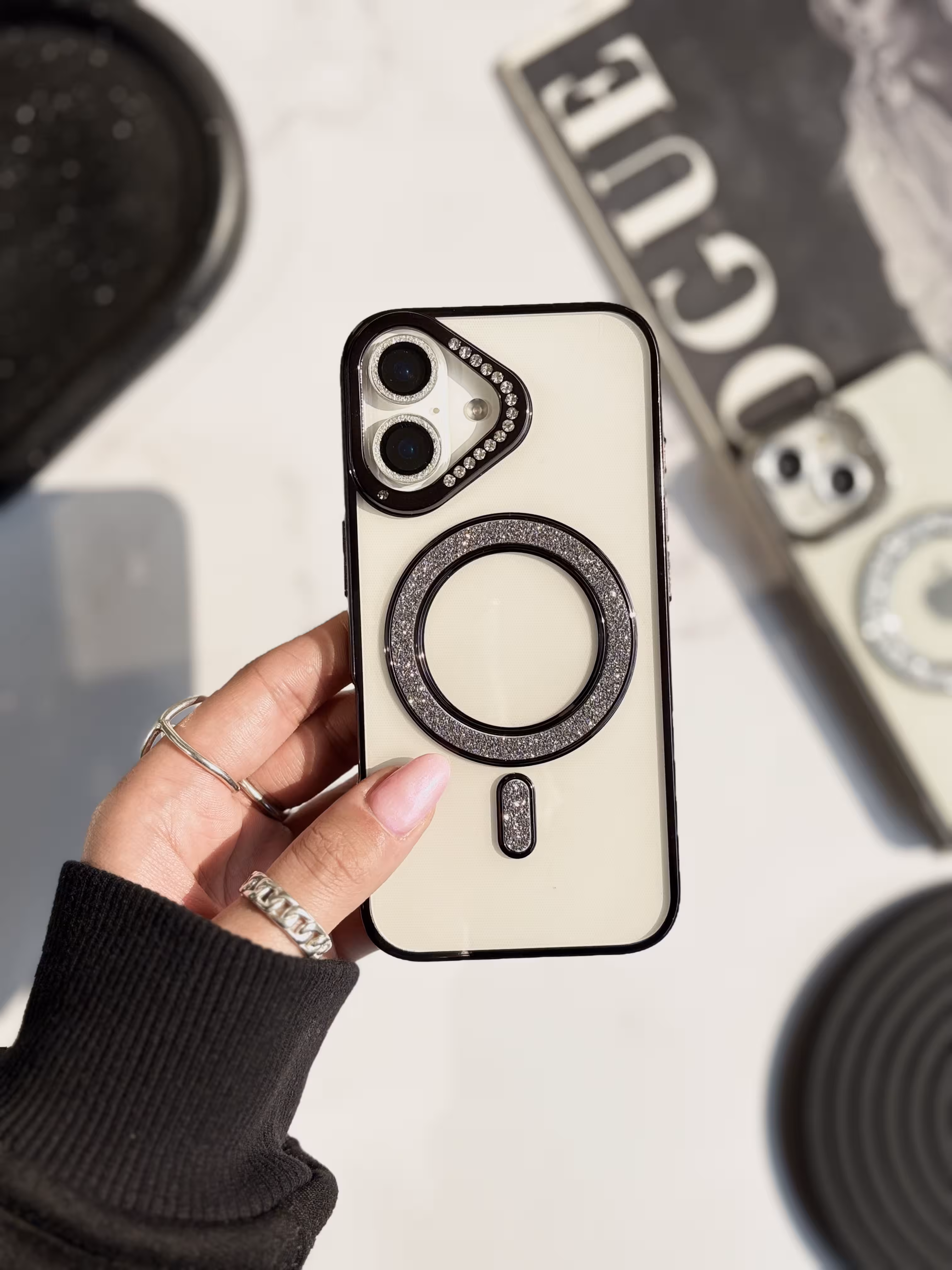 قاب اکلیلی مگ سیف دور لنز نگین مشکی