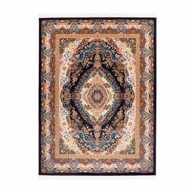 فرش ماشینی دنیای فرش طرح سینا رنگ زمینه مشکی