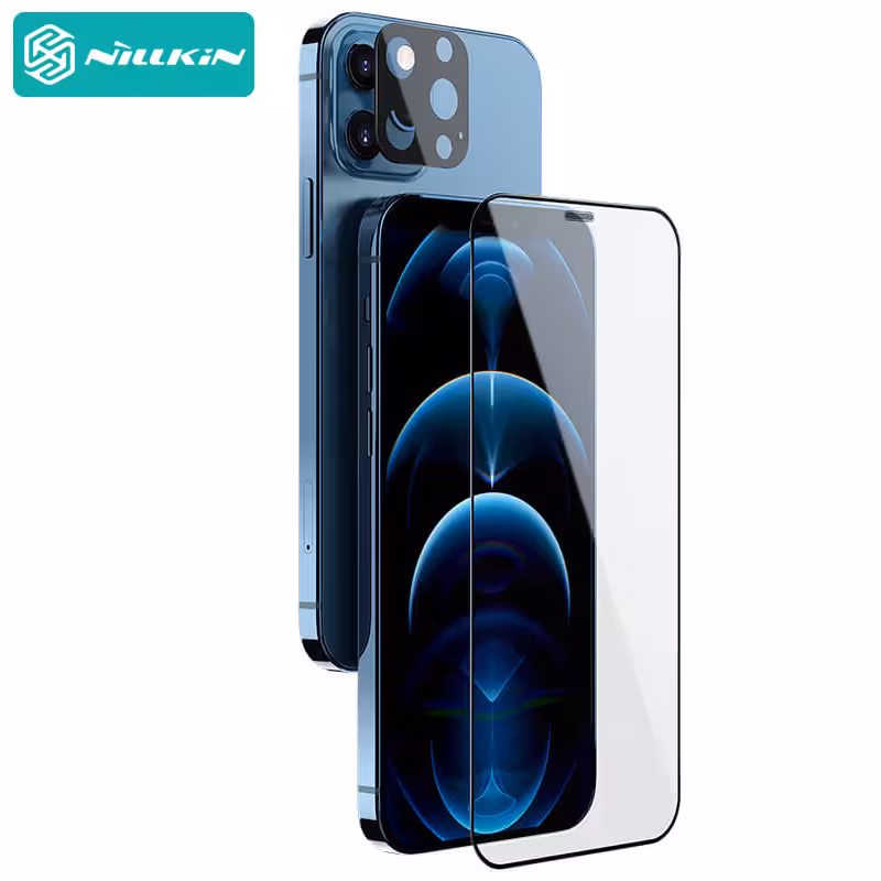 محافظ صفحه نمایش شیشه‌ای و دوربین نیلکین آیفون Nillkin Amazing 2-in-1 HD full screen glass Apple iPhone 12 Pro 6.1