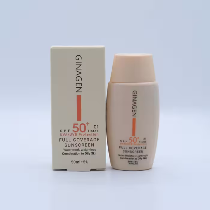 کرم ضد افتاب رنگی مناسب پوست چرب و مختلط SPF50 ژیناژن(01)
