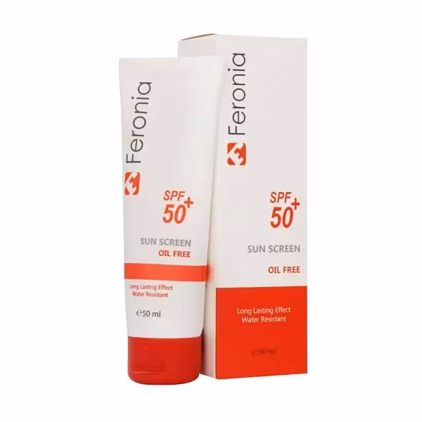 کرم ضد آفتاب بی رنگ فرونیا بدون چربی (اویل فری) مناسب پوست چرب FERONIA OIL FREE SPF 50 50 ML