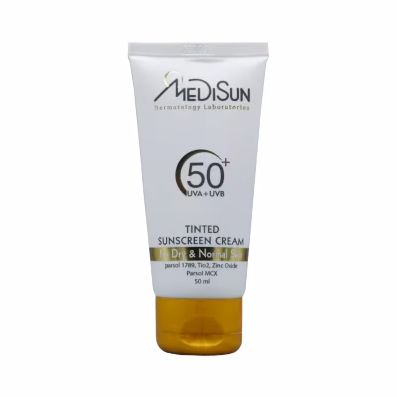 کرم ضد آفتاب SPF50 رنگی پوست خشک و معمولی مدیسان