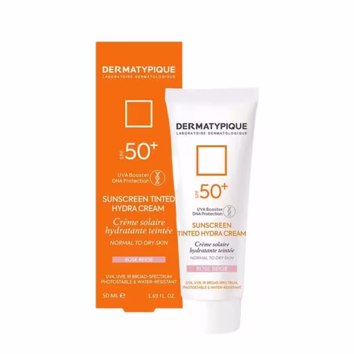 کرم ضدآفتاب رنگی پوست خشک درماتیپیک spf 50 (رز بژ)حجم 50 میل