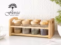 استند ادویه تخت 8 تایی شیشه راه راه کد AT-4008 فلورا