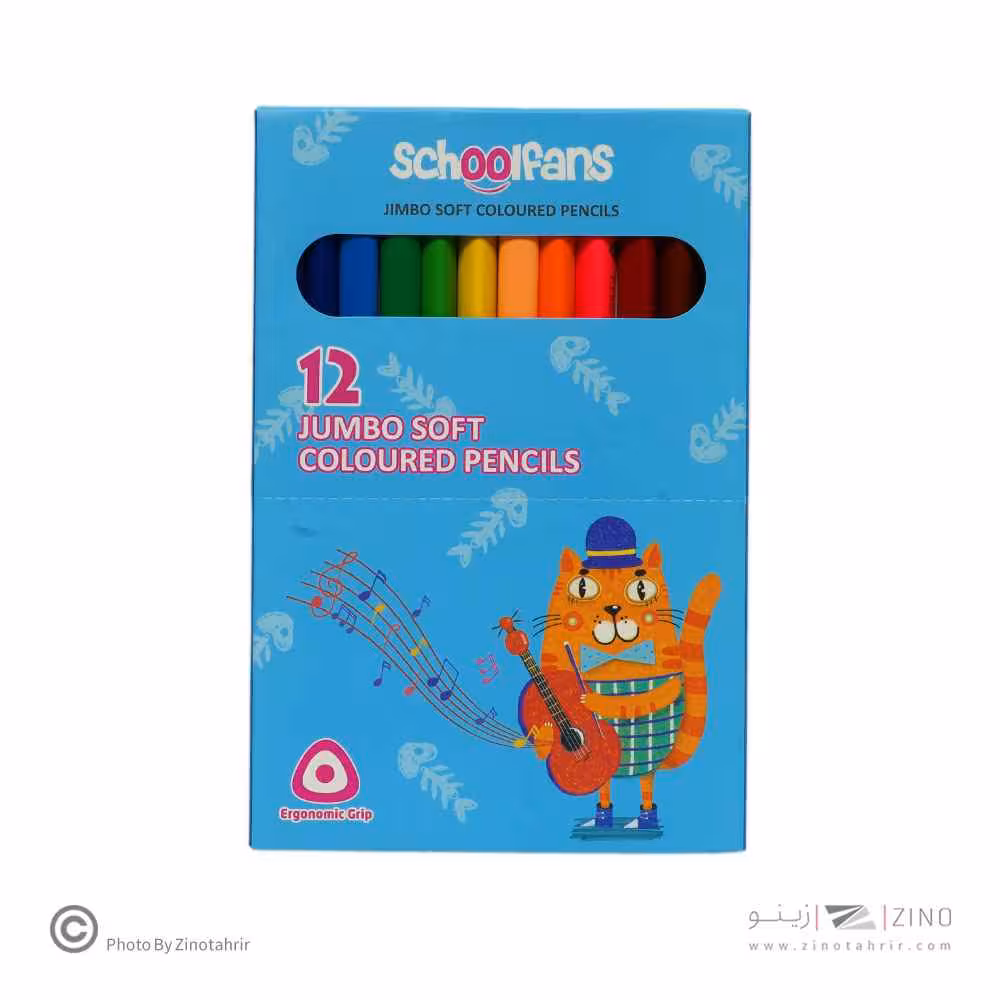 مدادرنگی12رنگ جعبه مقوایی سه گوش جامبو اسکول فنز کد92444