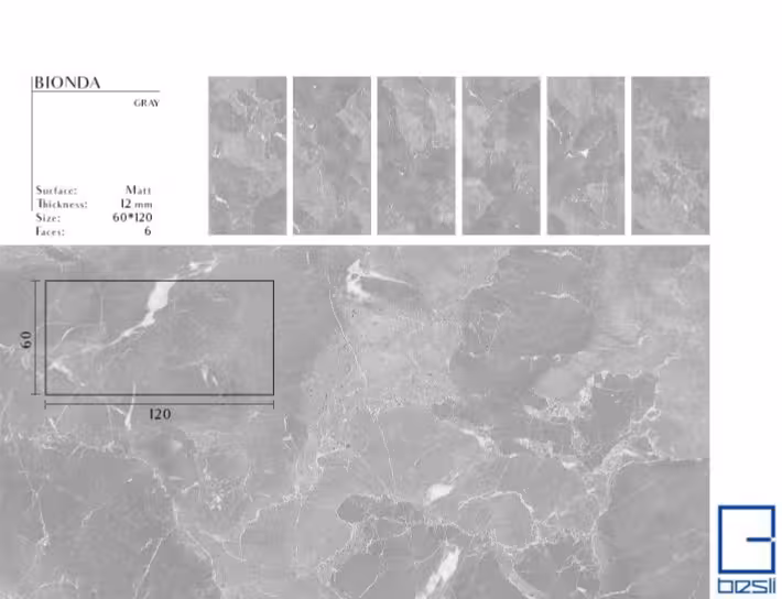 سرامیک بسلی Bionda Gray بیوندا طوسی 120*60