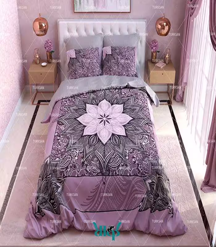 روتختی بنفش گلدار دونفره کد d172
