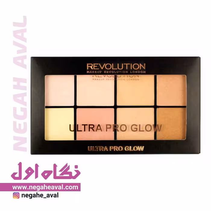 پالت رژگونه و هایلایتر 8 رنگ ULTRA PRO GLOW رولوشن