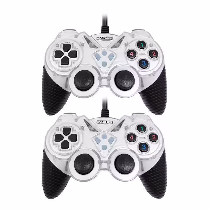 دسته بازی دوبل شوک دار باسیم Macher مدل MR-62 - سفید - RYL