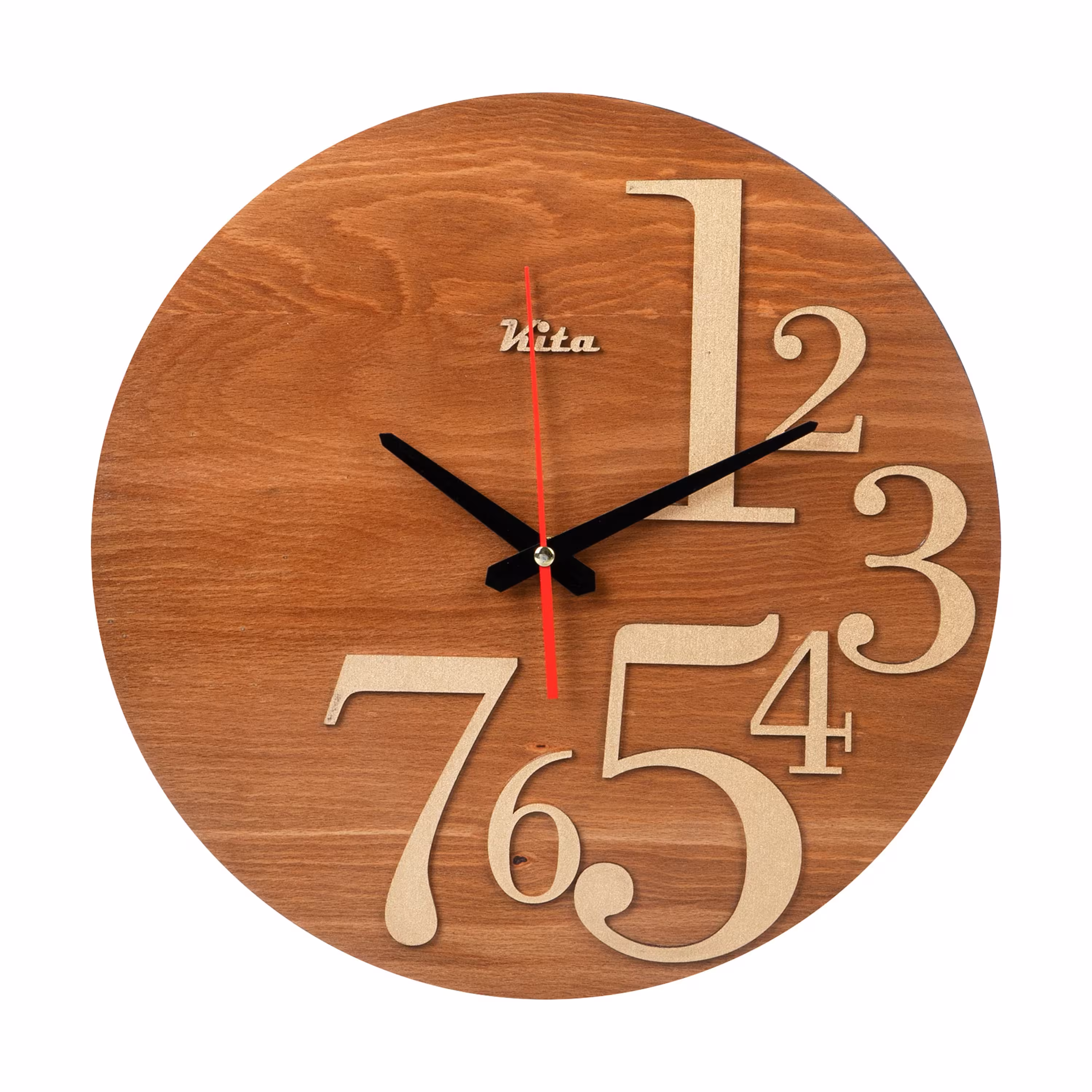 ساعت دیواری چوبی مدل کیتا کلاسیک کد CK 604-TC - (قطر 35 cm)
