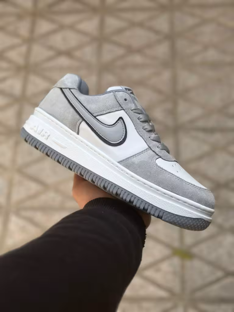 کتونی نایک ایر فورس زیره عطری طوسی سفید ترکیبی ( 581 )