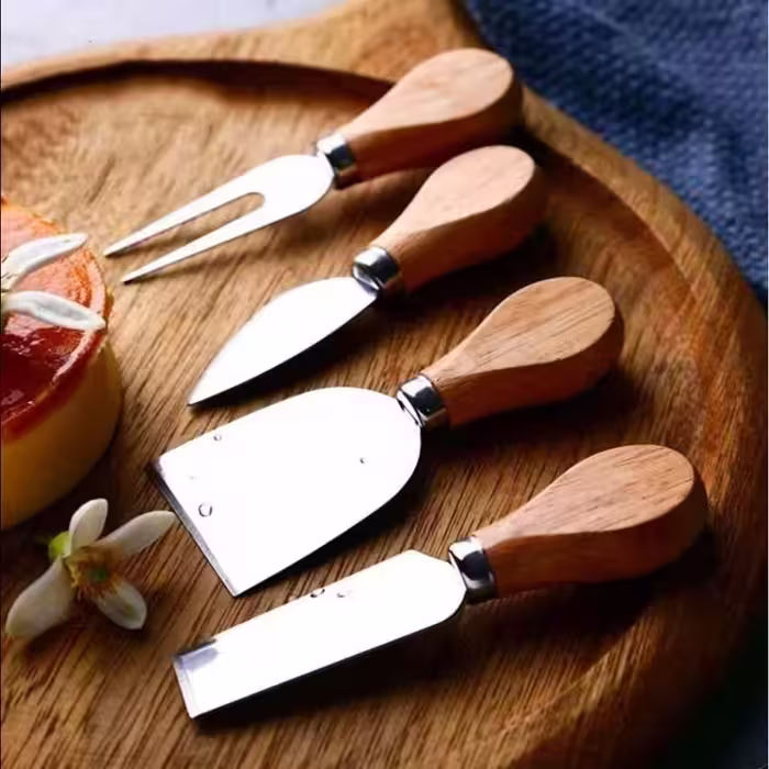 ست 4 عددی کارد و چنگال صبحانه خوری دسته بامبو L193 | amazonchi