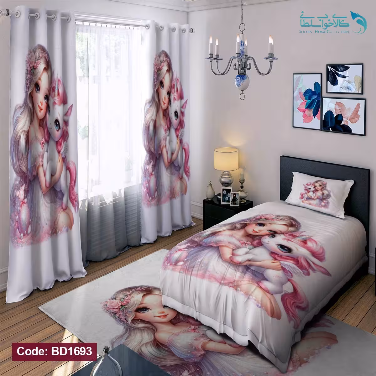 روتختی طرح دختر و تک شاخ یکنفره کد BD1693