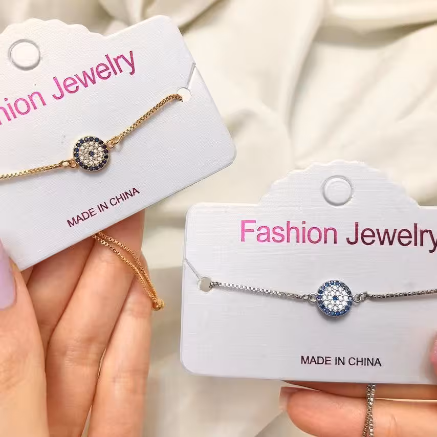 دستبند کراواتی استیل زنانه و دخترانه طرح چشم نظر