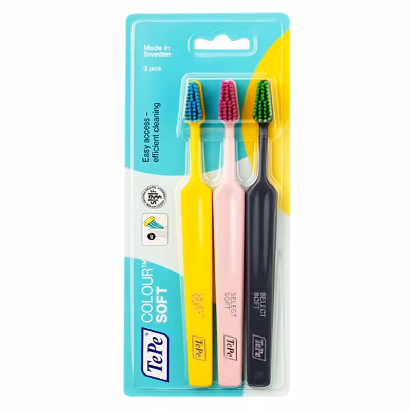 مسواک ته په مدل Select colour با برس نرم بسته 3 عددی