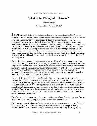 خرید و دانلود نسخه کامل کتاب What Is The Theory Of Relativity