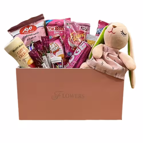 پک هدیه لاکچری صورتی خرگوش مهربون | قیمت و خرید باکس ولنتاین صورتی