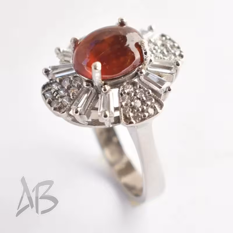 انگشتر نقره زنانه درشت با نگین گارنت یا هسونایت اصل آقابزرگ کد 603