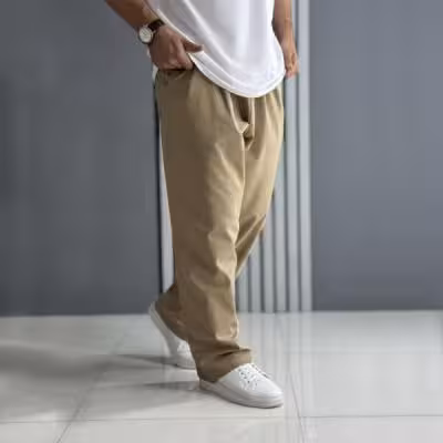 شلوار نیم بگ لینن مردانه و زنانه نسکافه ای