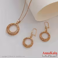 نیم ست زنانه ژوپینگ شامل گوشواره و گردنبند رنگ طلایی کد NIM141033W