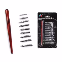 ست قلم فلزی 9 نوک با دسته چوبی