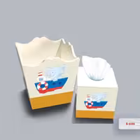 ست سطل و جا دستمال چوبی کودک طرح فیل و خرگوش کد A4153