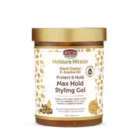 ژل حالت دهنده و نگهدارنده قوی کرچک و جوجوبا آفریکن پراید حجم 510 گرم African Pride Moisture Miracle Black Castor & Jojoba Oil Max Hold Styling Gel