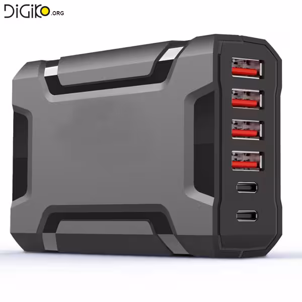 هاب شارژر 6 کانال USB2.0 TYPE-C هوشمند 48 وات (مارک فرانت)