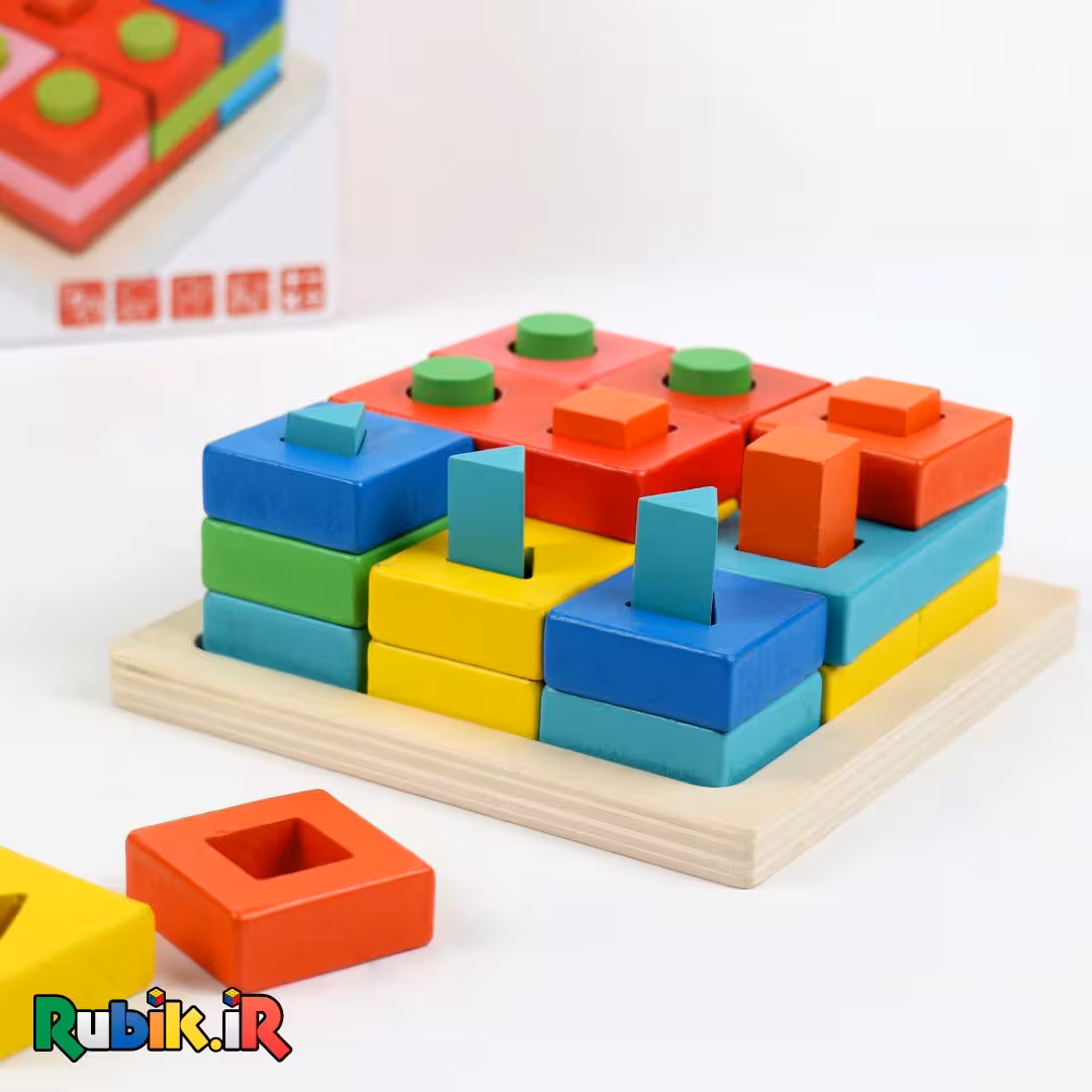 پایه شناخت اشکال پازلی متحرک 9 ستونی