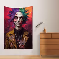 پوستر پارچه ای فیانی طرح تپستری بلک لایت ZOMBIE کد F52