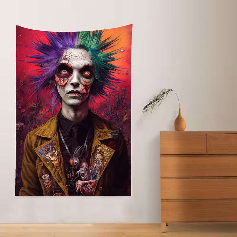پوستر پارچه ای فیانی طرح تپستری بلک لایت ZOMBIE کد F52